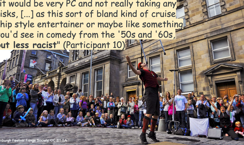 Study participant quote; photo: Edinburgh Festival Fringe Society